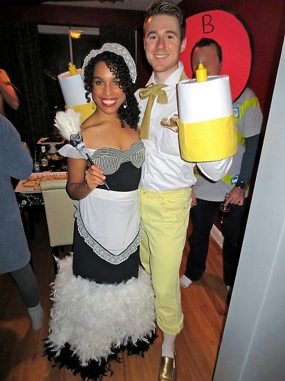 Couples Halloween Costume from Beauty and the Beast with Feather Duster and Lumiere