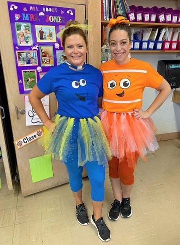 Teacher Halloween Costume Idea with Nemo and Dory from Finding Nemo