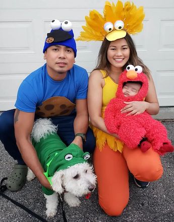 Family and Dog Halloween Costumes Sesame Street