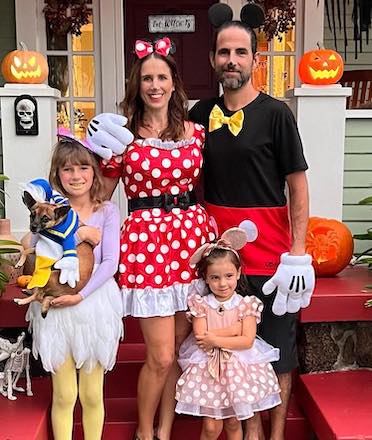 Family and Dog Halloween Costumes Mickey Mouse and Donald Duck