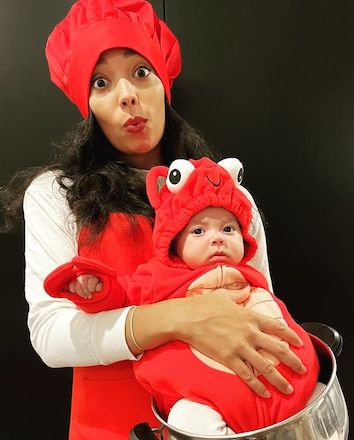 Funny Mom and Baby Halloween Costume Chef and Lobster