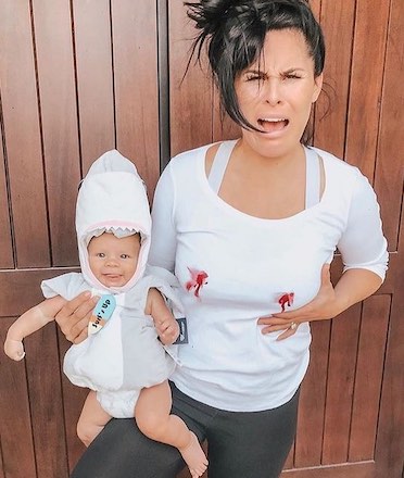 Funny Mom and Baby Halloween Costume Shark Attack