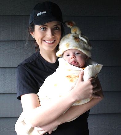 Mom and Baby Halloween Costume Chipotle Worker and Burrito