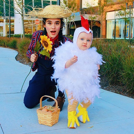 Mom and Baby Halloween Costume Farmer and Chicken