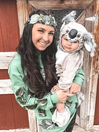 Creative Mom and Baby Halloween Costume Koala and Eucalyptus Leaves