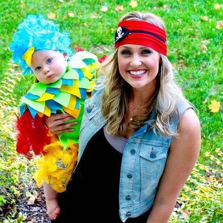 Mom and Baby Halloween Costumes Pirate and Parrot