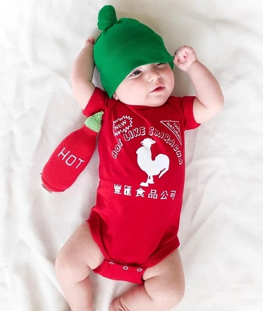 Newborn Baby Halloween Costume Sriracha hot Sauce