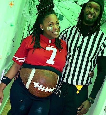 Pregnant Halloween Costume Football Player and Referee