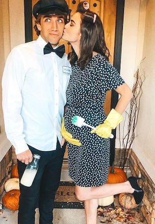 Pregnant Halloween Costume Housewife and Milkman 