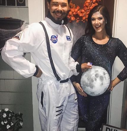 Pregnant Halloween Costume Moon and Astronaut