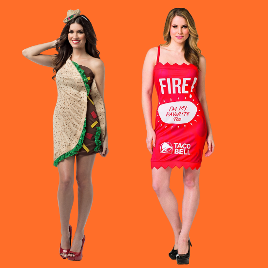 Halloween Costumes Taco and Hot Sauce Two Women