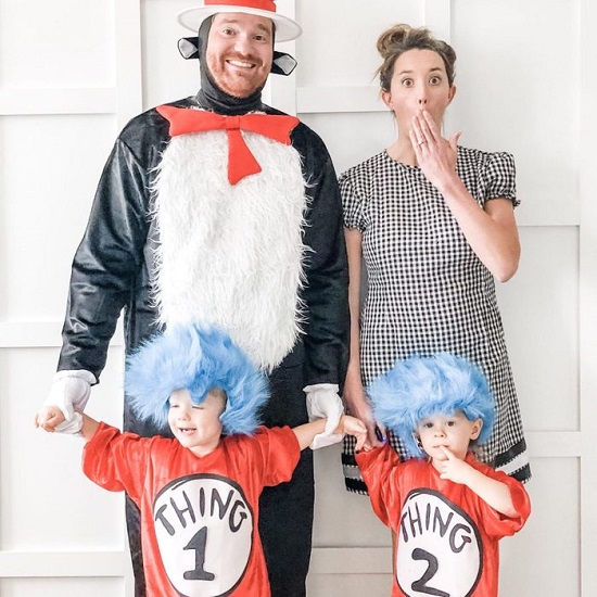 family of 4 Halloween costumes Cat in the Hat