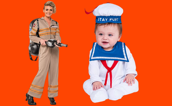 Mom and Son Halloween Costumes Ghostbusters and Stay Puft Marshmallow Man