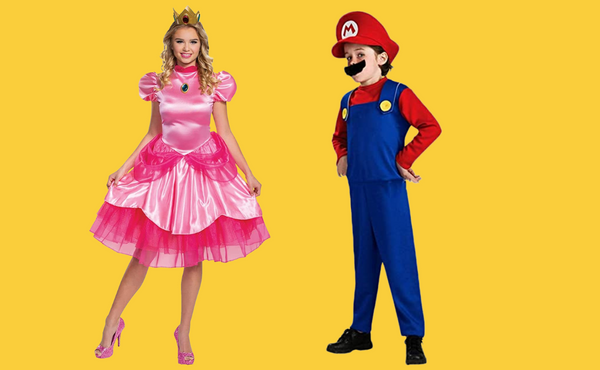 Mom and Son Halloween Costumes Princess Peach and Mario