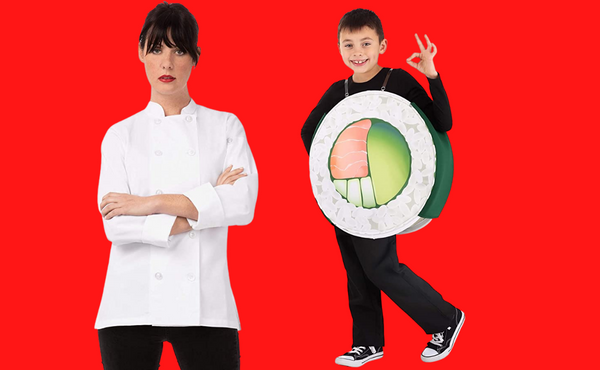 Mom and Son Halloween Costume Chef and Sushi