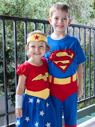 Sibling Halloween Costumes Wonder Woman and Superman