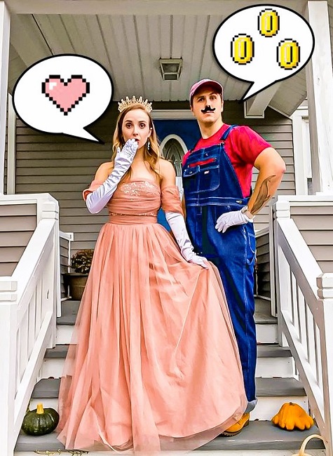 DIY couples costumes Princess Peach and Mario