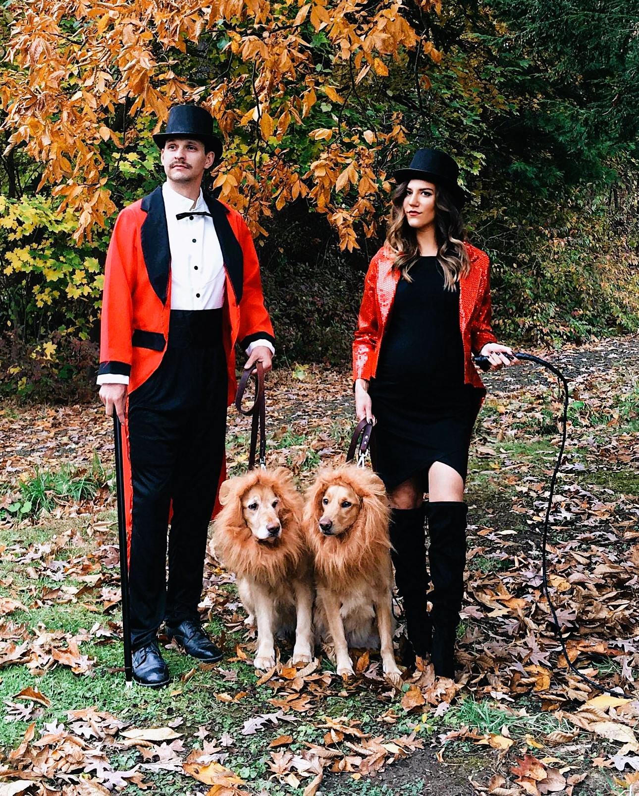 Couple and Dog Costumes Circus masters and lion