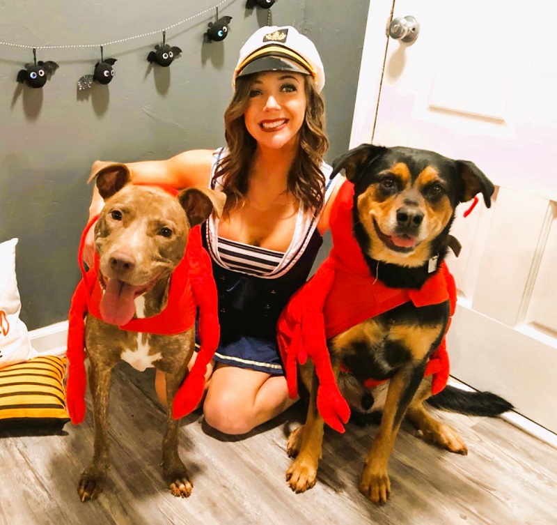 Dog and Owner Halloween Costumes Lobster and Sailor