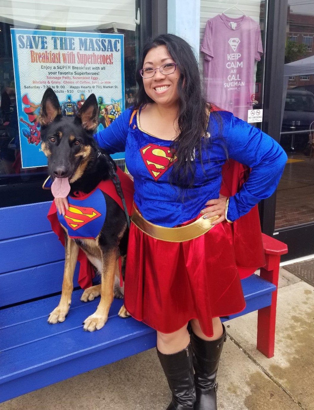 Dog and Owner Costumes Superwoman and Superman