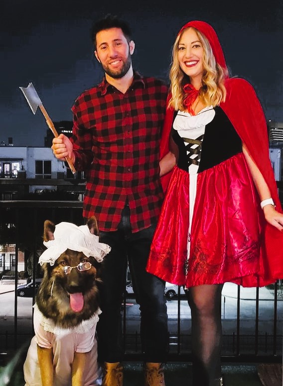 German Shepherd and Owner Halloween Costumes Little Red Riding Hood