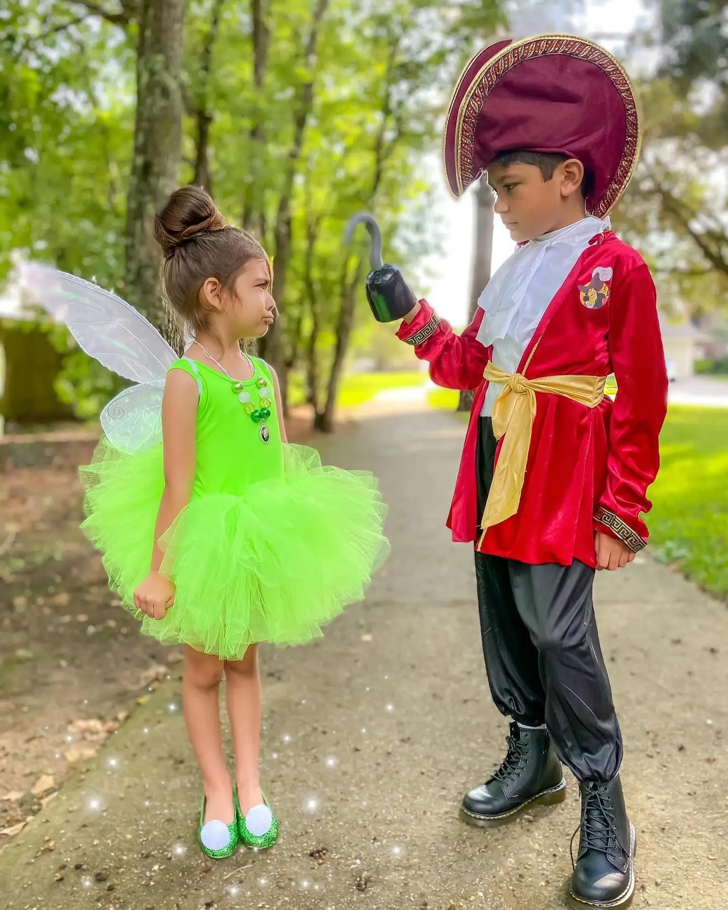 Disney sibling costumes Captain Hook and Tinker Bell