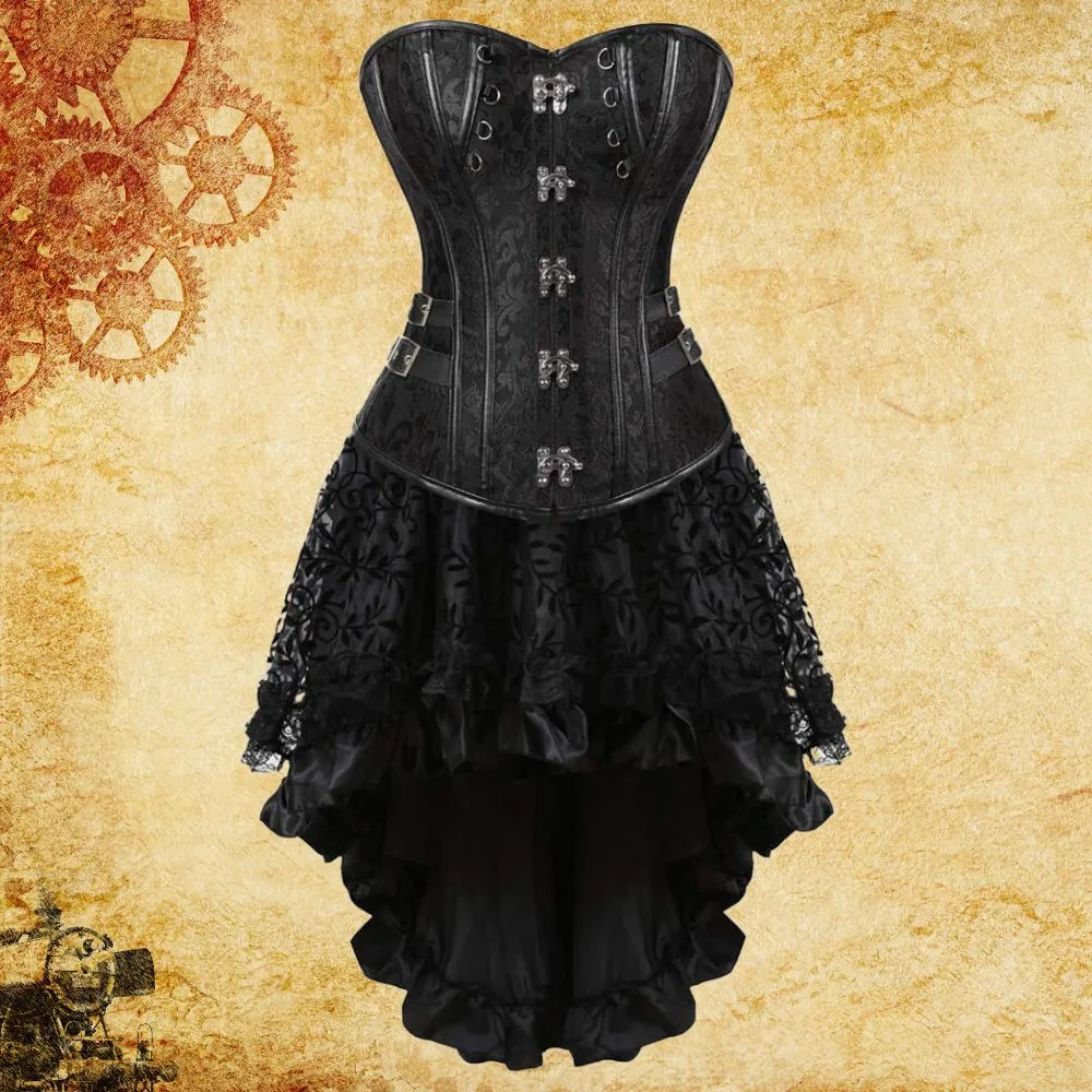 Steampunk costume with black corset