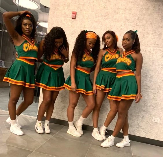 teen group costumes Clovers cheerleaders