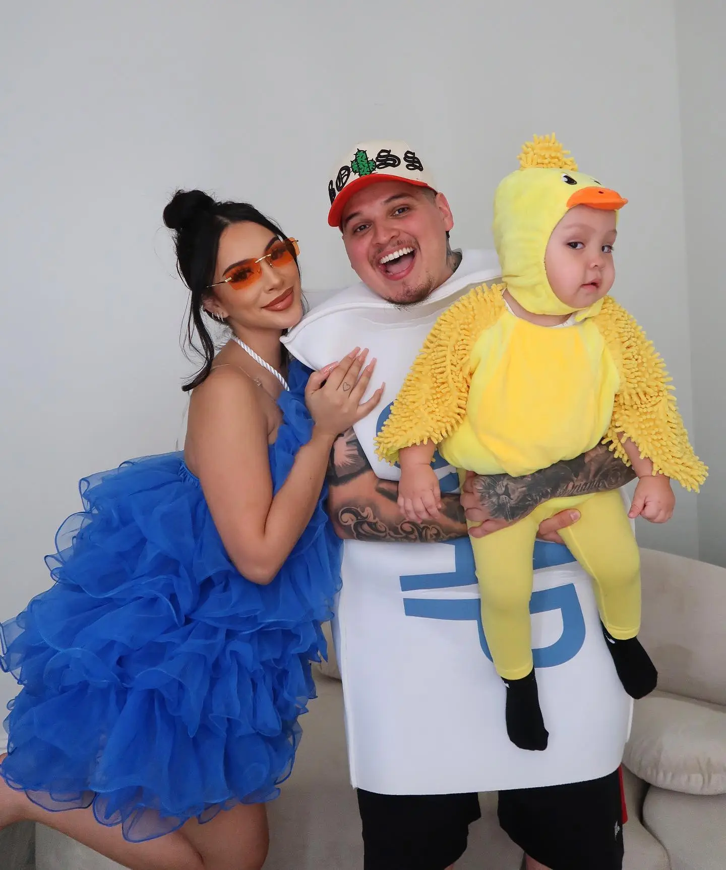cute family of 3 costumes + loofah, soap, and duck costumes