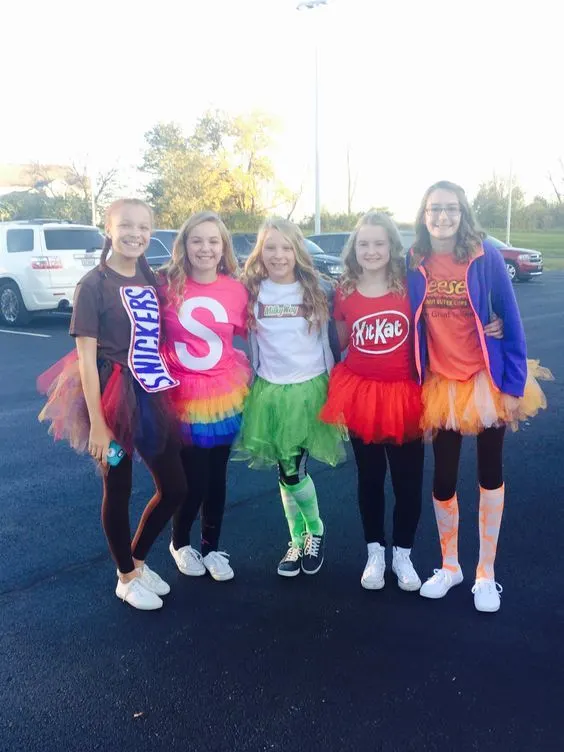 Teenage group Halloween costumes candy