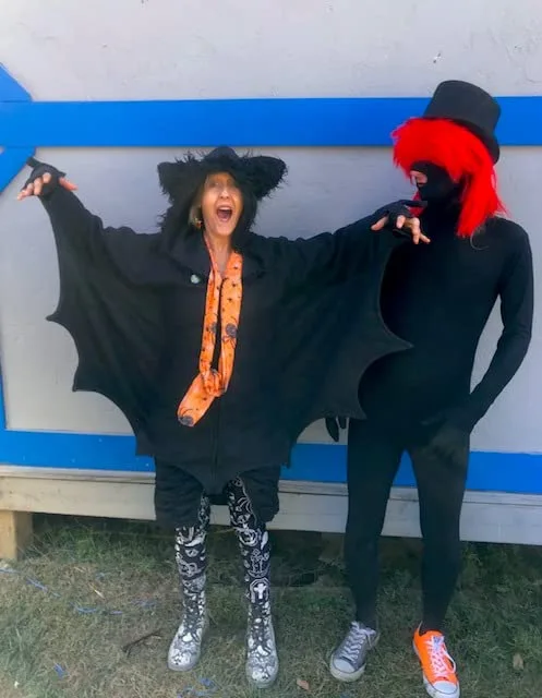 Halloween costume for older women + woman in bat costume