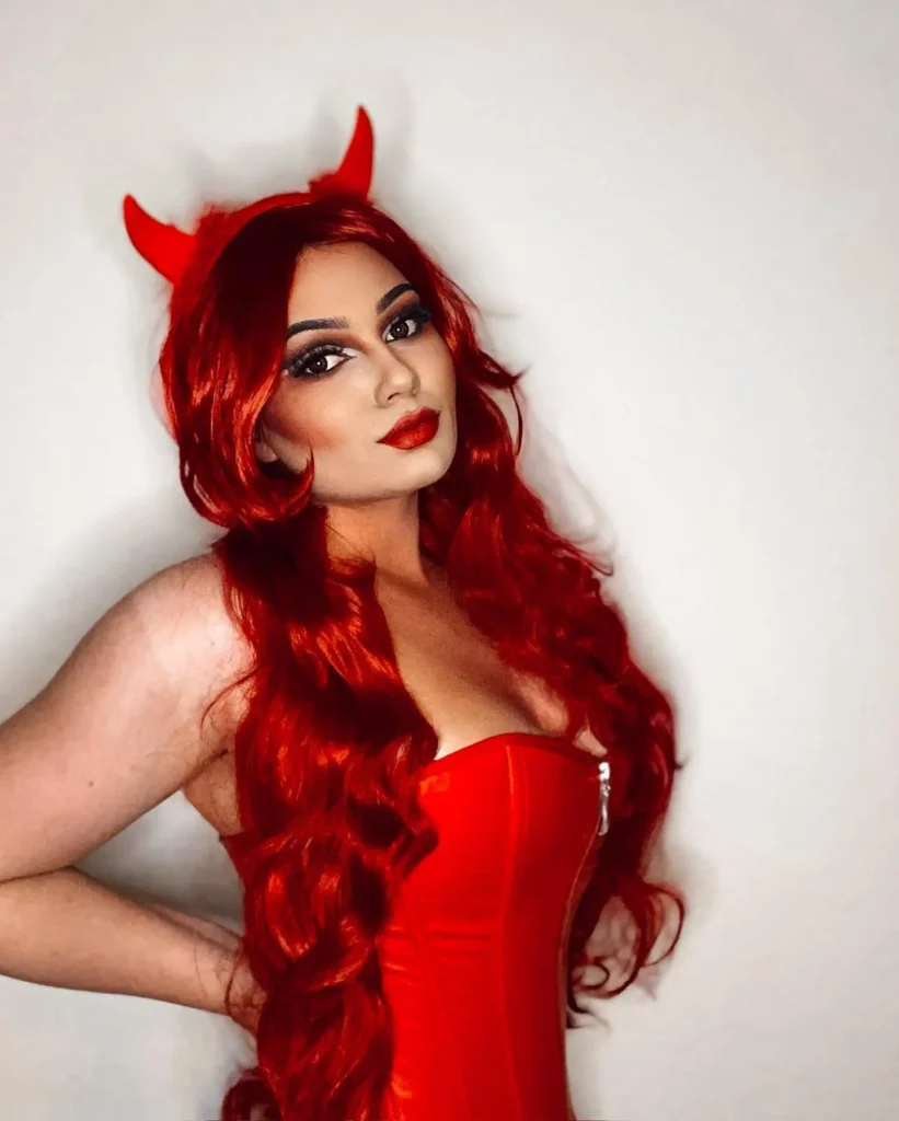 devil Halloween costume idea with red hair