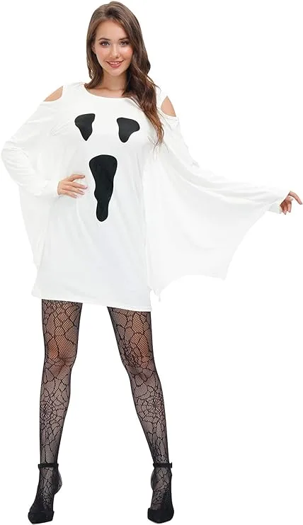ghost costume with fishnet tights