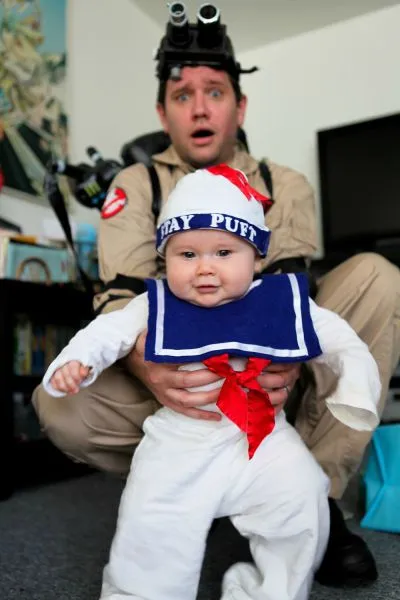 dad and baby Halloween costumes Ghostbusters